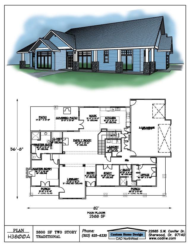 Two Story 3800 SF House Plan